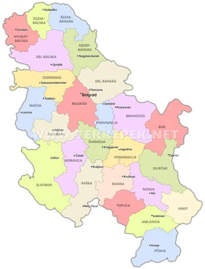 Szerbia politikai térkép